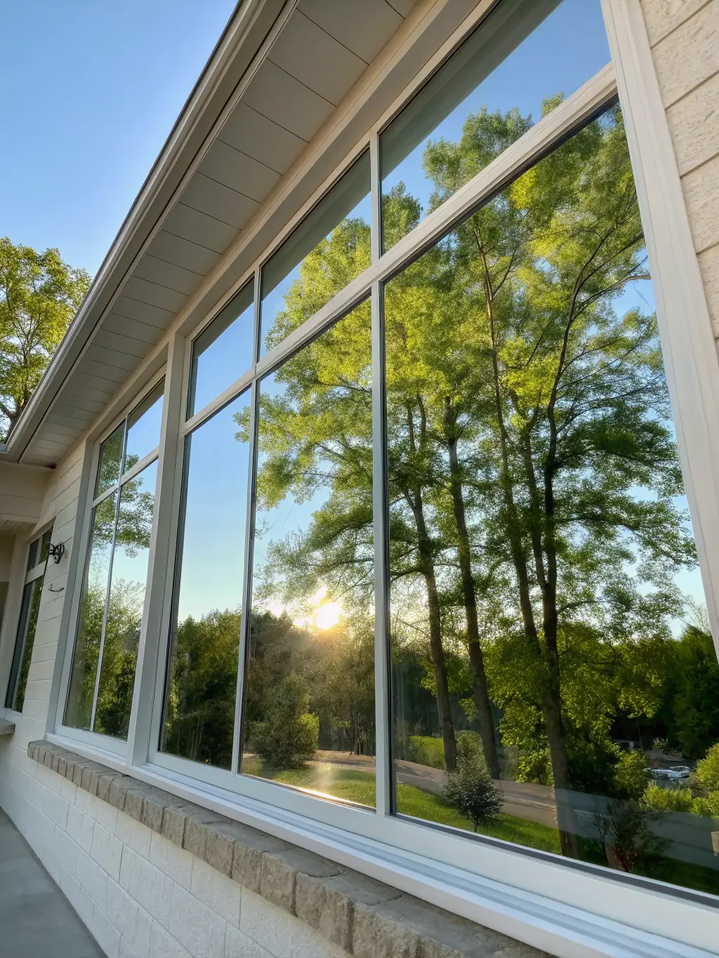 A set of newly installed PVC windows in a modern home, highlighting the energy efficiency and aesthetic appeal of Menuiserie Lapouge's window solutions.